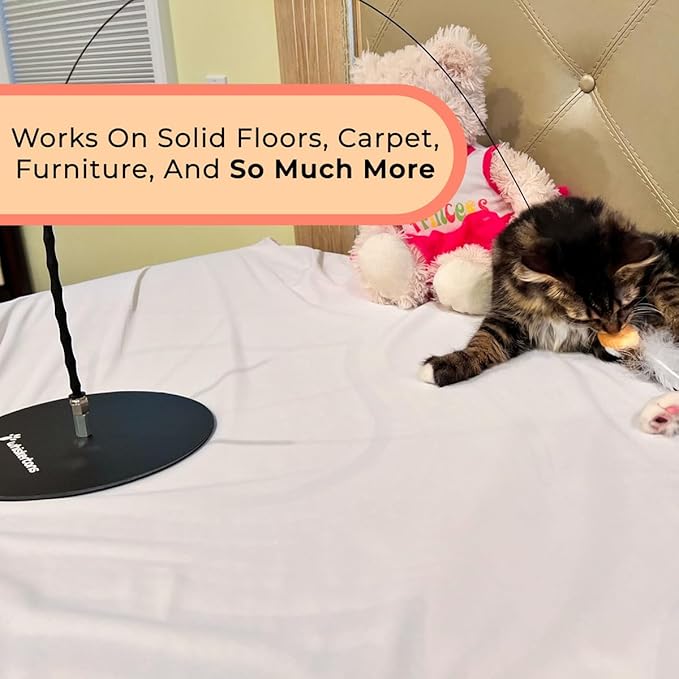 Interactive Bird Simulation Cat Toy Set, Interactive Cat Toy for Indoor Cats, Cat Feather Toy, Suction Cup, Weighted Base, 5 Replacement Birds, Feathers & Bells, Realistic Bird Impression-Mewly Pet