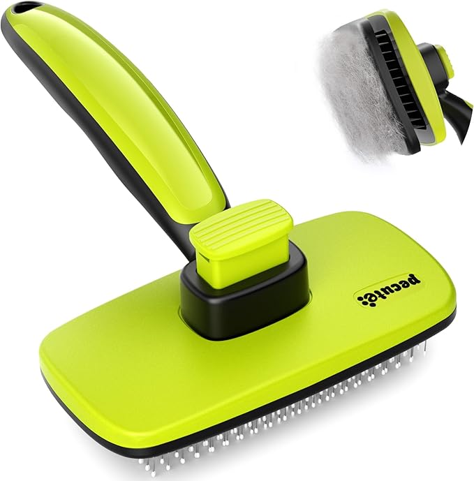 Pecute Self-Cleaning Slicker Brush for Dogs, Cats, Lightweight Dog Brush for Shedding Massaging Grooming, Cat Brush Gently Removes Loose Fur Undercoat for Dogs Cats Rabbits of All Hair Types-Mewly Pet