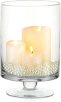 Glass Candle Holder for Pillar Candles - Large Glass Vases for Table Decoration, Clear Hurricane Candle Holder for Wedding Christmas Halloween Party Centerpiece Dining Room Decor, Gifts for Women