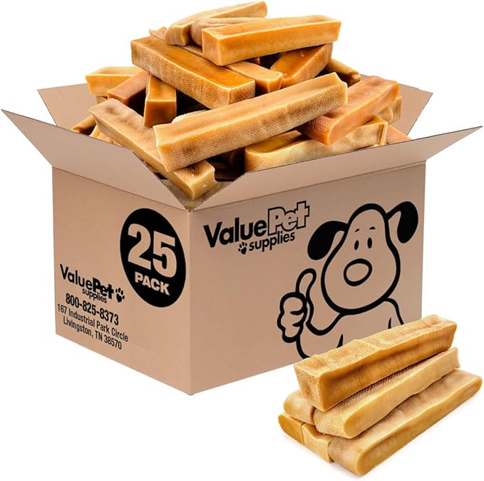 ValueBull Himalayan Yak Cheese Dog Chews, Extra Large, 25 ct Bulk Pack - Long Lasting for Aggressive Chewers, All Natural, Healthy & Safe, Low Odor Nepal Yak Milk Chews-Mewly Pet
