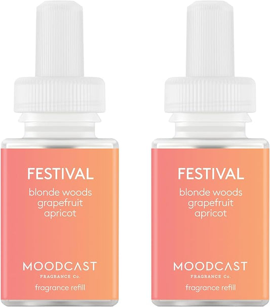 Pura & Moodcast Home Scent Refill - Smart Home Air Diffuser - Up to 120-Hours of Luxury Fragrance per Refill - Home Essential - Clean & Safe Diffuser Fragrance - 2 Pack, Festival