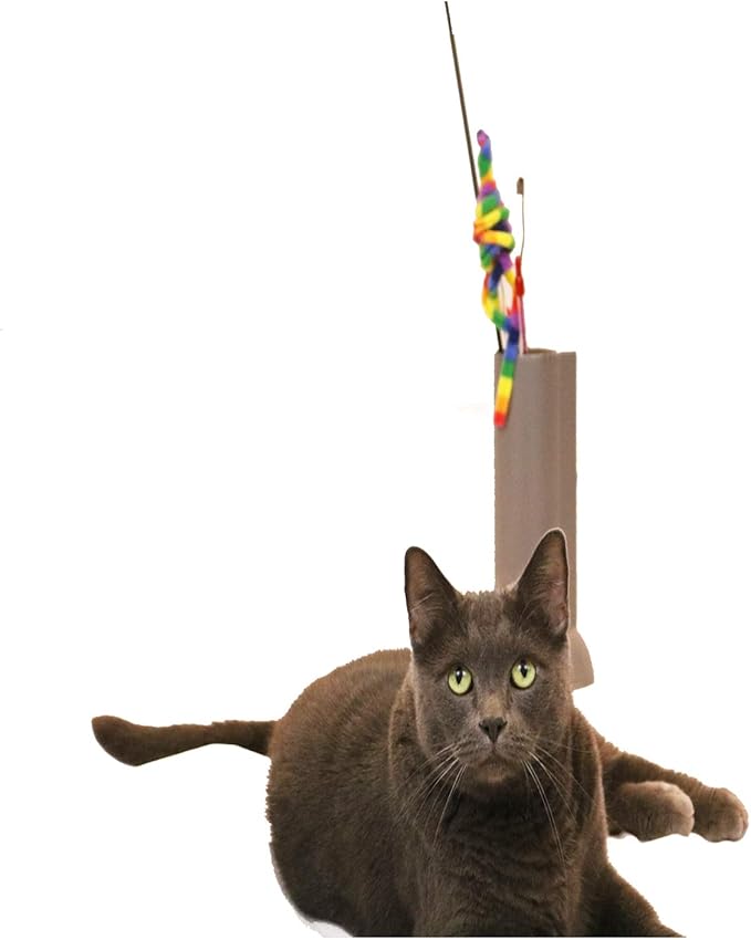 Cat Teaser Wand Holder. Keep Cats Safe with This Unique Cat Toy Storage Solution. Organize Feather Cat Wand Toys. Patent Pending (Gray)-Mewly Pet