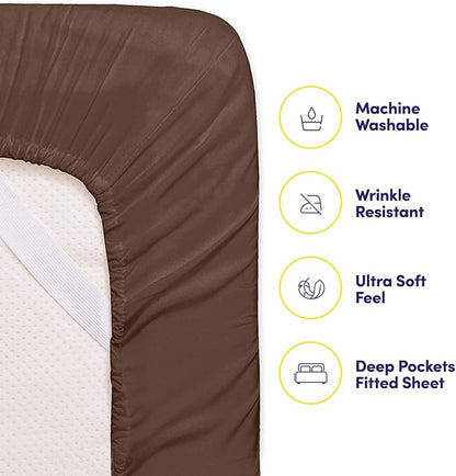 Queen Sheets Brown - 6 Piece 1500 Supreme Collection Fine Brushed Microfiber Deep Pocket Queen Sheet Set Bedding - 2 Extra Pillow Cases, Great Value, Queen, Brown