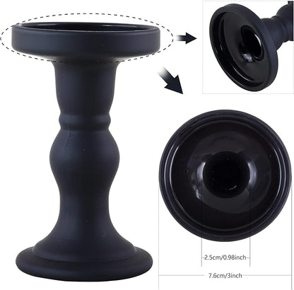 GMWD 3 Pcs Black Glass Candle Holder Set Clear, Candlesticks Holders Pillar Taper Candles Tealight Stand for Wedding Centerpieces Home Decorations Dining Table