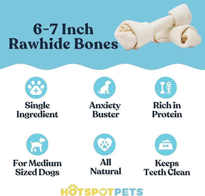 hotspot pets 10 Pack - 6-7 Inch Certified Facility Rawhide Dog Chews - from Grass Fed Brazilian Cows - Promotes Tooth Health and Good Behavior (10 Pack)-Mewly Pet