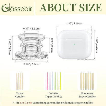 Glasseam Taper Candle Holders Bulk: 10pcs Glass Candle Sticks Holder Decor Clear Short Small Candlestick Holders Modern for Table Centerpiece Wedding Christmas Dinner Party