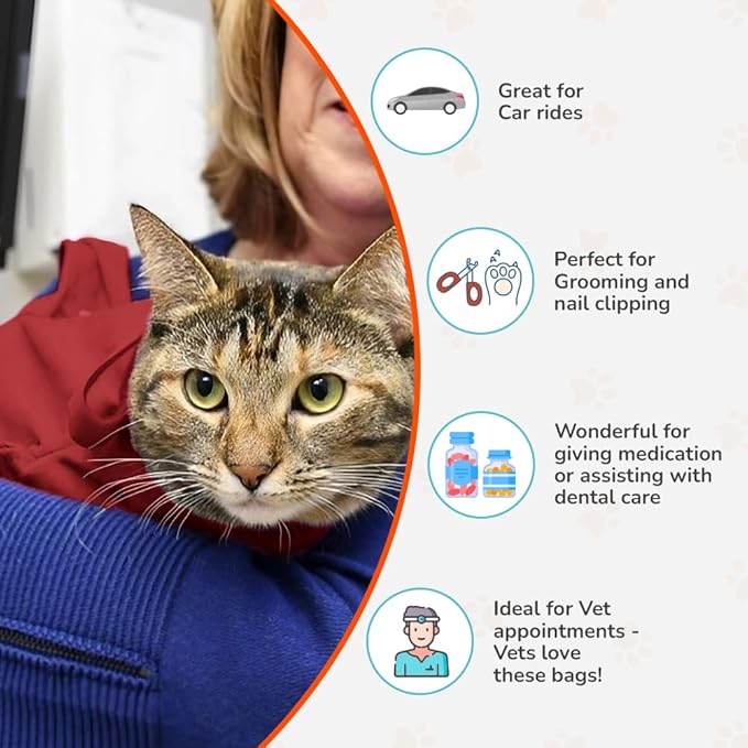 Cozy Comfort Carrier - Small Soft Red Cat Carrier and Cat Restraint Bag for Nail Trimming, Vet Visits, Medication Administration, Dental Care, and Travel-Mewly Pet