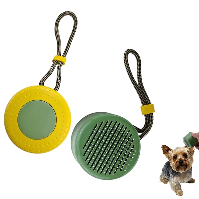 Self Cleaning Retractable Slicker Brush for Puppy and Cats, Grooming Tool with Hanging Rope, Fit for Yorkies, Pomeranians, Maltese, Shih Tzus, Toy Poodles and Maltipoos-Mewly Pet