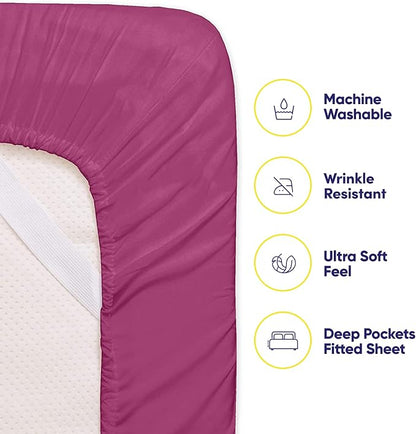 Twin Size Bed Sheets - 4 Piece 1500 Supreme Collection Fine Brushed Microfiber Deep Pocket Twin Sheet Set Bedding - 1 EXTRA PILLOW CASES, GREAT VALUE, Twin, Berry