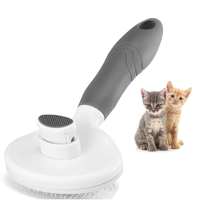 Cat Self Cleaning Slicker Brush, Pets Skin Friendly Grooming Brushes for Shedding Dogs Cats Hair Easy to Remove Loose Undercoat with Long or Short Hairs Pet Massage Tool for All Hair Type- UPGRADED-Mewly Pet