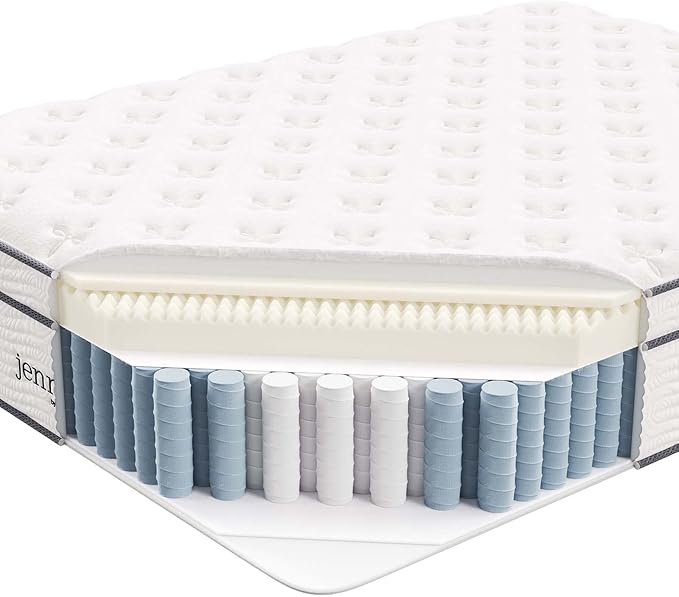 Modway Jenna 14” Innerspring and Memory Foam Queen Mattress With Individually Encased Coils, White