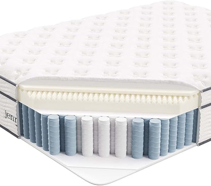 Modway Jenna 14” Innerspring and Memory Foam Queen Mattress With Individually Encased Coils, White