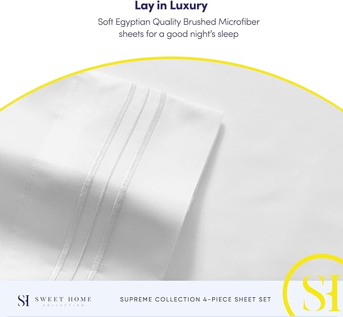 Twin Sheets - Breathable Luxury Sheets with Full Elastic & Secure Corner Straps Built In - 1800 Supreme Collection Extra Soft Deep Pocket Bedding Set, Sheet Set, EXTRA DEEP pocket - Twin, White
