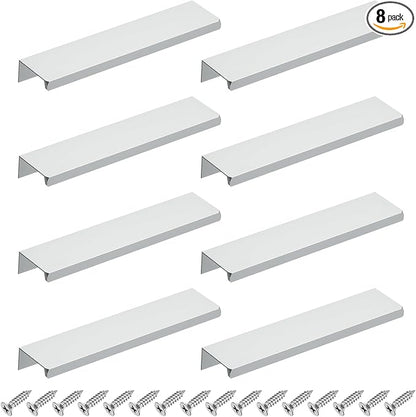 uxcell Cabinet Finger Edge Pull, 8pcs 150mm / 5.91" Aluminum Alloy Back Mount Hidden Cabinet Pulls Concealed Handle for Home Kitchen Drawer Cabinet, Silver