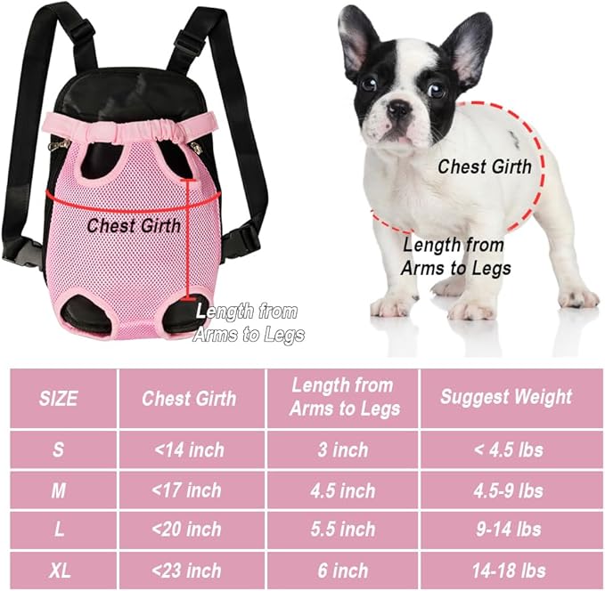 FEimaX Dog Carrier Backpack Pet Legs Out Front Cat Travel Bag, Adjustable Puppy Backpacks Carriers Hands-Free for Small Medium Dogs Cats Hiking Traveling Camping Daily Walking (Small, Pink)-Mewly Pet