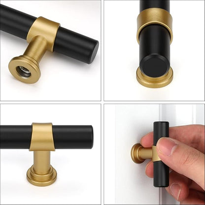 goldenwarm 10 Pack Black and Gold Cabinet Pulls 6-1/4 Inch Kitchen Cabinet Handles Black Drawer Pulls for Dresser Bathroom Modern Hardware,Zinc Alloy Base