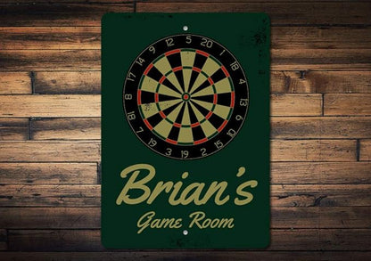 Brian's Game Room Personalized Name Aluminum Metal Sign for Man Cave Wall Decor Entertainment Space Hanging Plaque with Pre-Drilled Holes 10x14 Inch