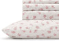 Linen Home 100% Cotton Printed Percale Sheets King Size, Deep Pocket, 4 Pieces Set - 1 Flat, 1 Deep Pocket Fitted Sheet and 2 Pillowcases, Crisp Cool and Strong Bed Linen, Mauve Silhouette Floral