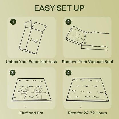 ZonLi Japanese Floor Futon Mattress Twin Size 75"x 39", 100% Cotton Cover 2.5'' Thicken Tatami Mattress, Foldable Sleeping Pad, Portable Dormitory Tatami Mat, Roll Up Floor Lounger Bed for Adult