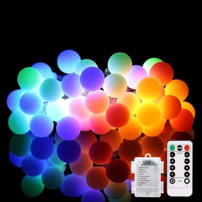 ALOVECO LED String Lights 18ft 50 LEDs Battery Operated String Lights with Remote 8 Modes Waterproof Globe Starry Fairy Lights for Outdoor Indoor Bedroom Garden Party Christmas Tree (Multicolor)
