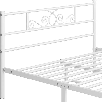 Yaheetech Full Bed Frames Metal Platform Bed with Headboard&Footboard for Bedrooms/No Box Spring Needed/Easy Assembly/Underbed Space: 12.6"/White Full Bed