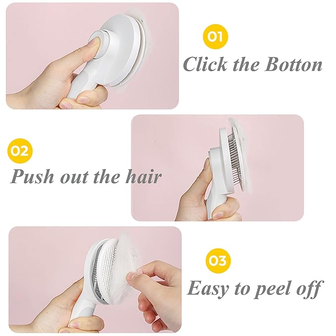 Self Cleaning Slicker Brush for Dogs and Cats, Pet Grooming Hair Brush, Removes Undercoat, Loose Hair, Mats, Tangles, and Dirt, Massages All Hair Types, Gray-Mewly Pet