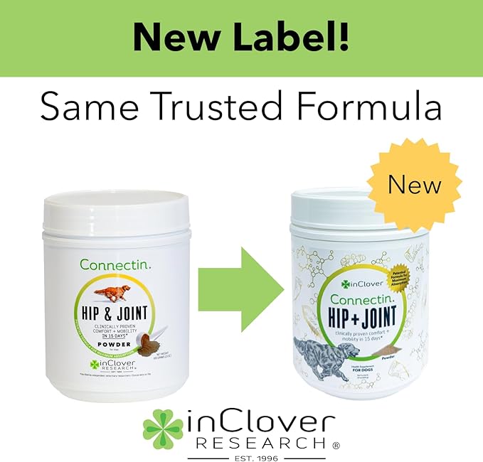 InClover Connectin Natural Hip & Joint Supplement for Dogs with Glucosamine, Chondroitin & Hyaluronic Acid - Powder for Dog Mobility, Comfort & Active Lifestyle Support, 12oz-Mewly Pet