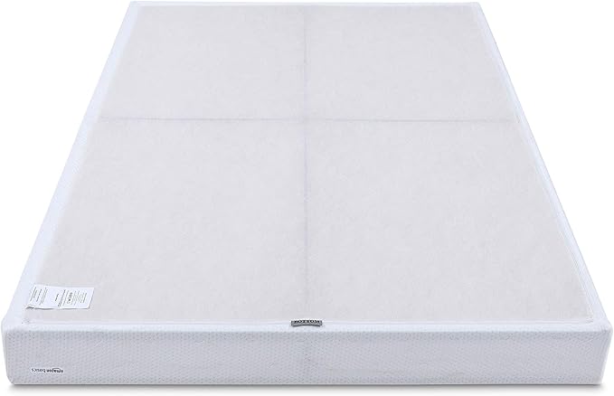 Amazon Basics Smart Box Spring Bed Base, 9-Inch Height Mattress Foundation, Tool-Free Easy Assembly, Twin, 74"L x 38"W x 9"H, White