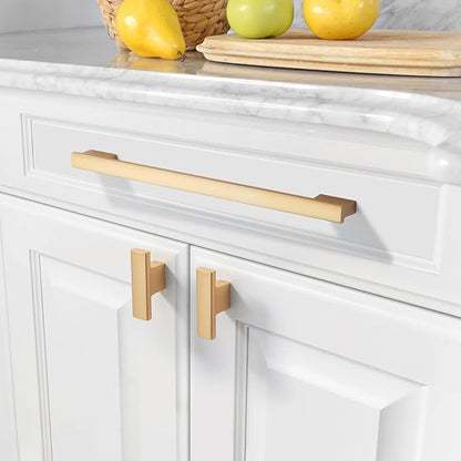 Asidrama 10 Pack 9 Inch(228mm) Brushed Gold Cabinet pulls Kitchen Cabinet Handles, Cabinet Pulls Gold Kitchen Cabinet Hardware for Cupboard Drawer Pulls