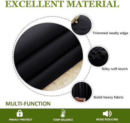NICETOWN Large Room Separating Divider, Room Divider Curtain Screen Partition, Function Thermal Blackout Noise Reducing Curtain, Sliding Door Insulated Curtain, Black, 12.5ft Wide x 9ft Long