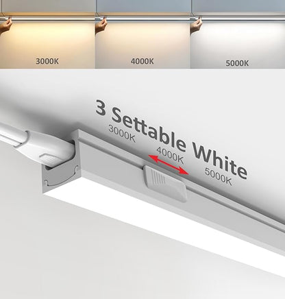 Under Cabinet Lighting Plug in, 12 Inch 1 Pc, Linkable AC120V 3CCT 3000K/4000K/5000K Ultra Slim, LED Under Cabinet Lights for Counter Light, Kitchen, Shelf, Sink, Workshop, Desk, White