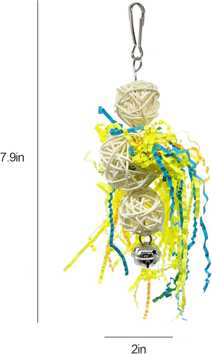 EBaokuup Bird Parrots Shredding Toys Parakeet Chewing Toys Bird Loofah Toys Parrot Cage Shredder Toys Bird Foraging Hanging Toys Bird Accessories for Parrots Lovebird Cockatiel Conure African Grey-Mewly Pet