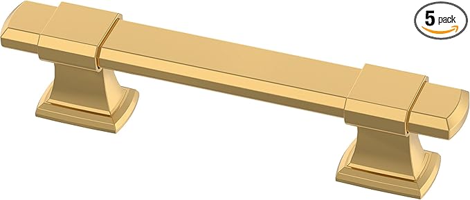 Franklin Brass Adjusta-Pull (5-Pack) Adjustable Drawer Pulls | Fits 1-3/8 to 4 Inch Hole Centers | Modern Gold Cabinet Handles| Chamfered Edge P49106-117-B