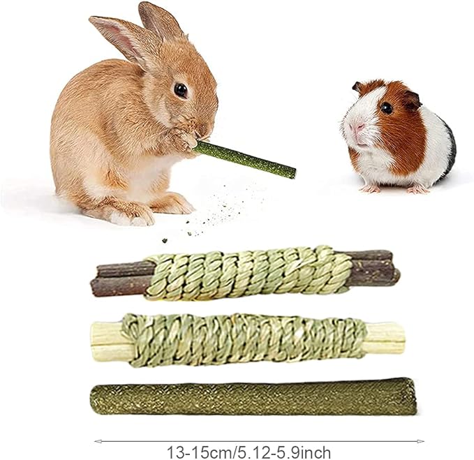 Rabbit Toys, 3 Types Hamster Chew Toys for Teeth Grinding, Improve Dental Health, Best Bunny Toys for Rabbits, Guinea Pigs, Chinchillas, Hamsters-Mewly Pet