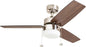 Prominence Home Reston, 42 Inch Modern Farmhouse LED Ceiling Fan with Light, Pull Chain, Dual Mounting Options, Dual Finish Blades, Reversible Motor - 51014-01 (Brushed Nickel)
