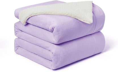 Walensee Sherpa Fleece Blanket (Twin Size 60”x80” Lavender) Plush Throw Fuzzy Super Soft Reversible Microfiber Flannel Blankets for Couch, Bed, Sofa Ultra Luxurious Warm and Cozy for All Seasons