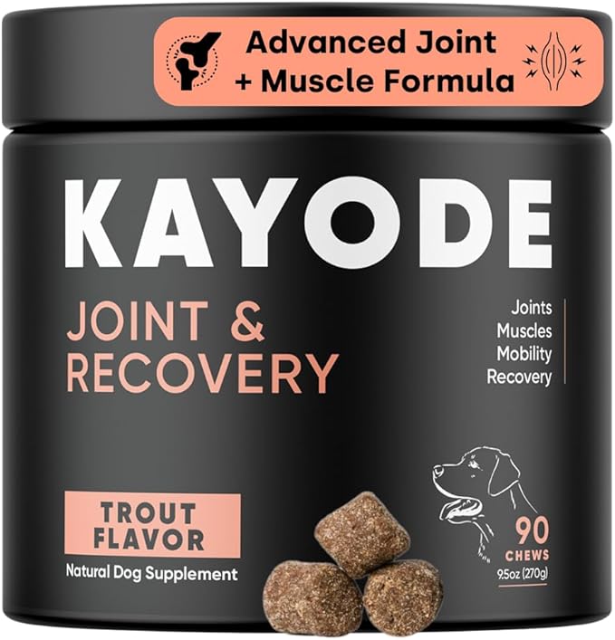 Joint & Recovery | 2-in-1 Joint & Muscle Chews. Help Reduce Pain & Increase Daily Activity. Helps with Arthritis and Pain Prevention. Tasty Trout Flavor.-Mewly Pet