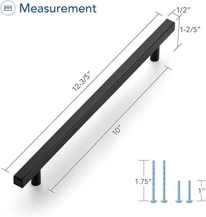 Ravinte Black Cabinet Handles 25 Pack 10 inch Matte Black Square Cabinet Pulls Kitchen Hardware 12-1/2 inch Overall Length Kitchen Drawer Pulls