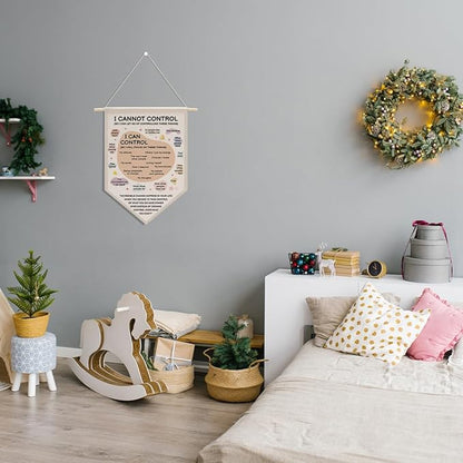 Therapist Office Decor, Boho Classroom Decor Canvas Hanging Pennant Flag Banner Wall Sign Decor for Bedroom Classroom Playroom Game Room Front Door