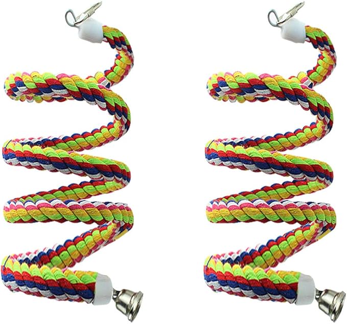2pcs 63in Bird Perch Rope Bungee Parrot Toy - Pure Natural Cage Chewing Toy-Mewly Pet
