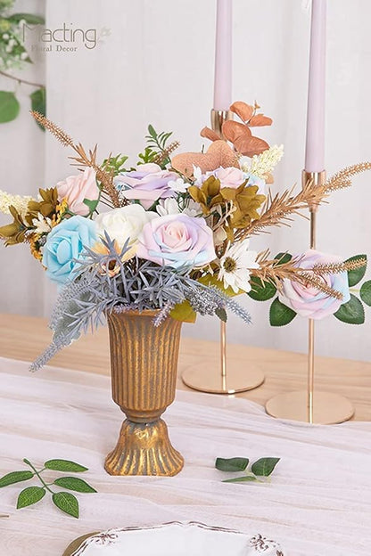 MACTING 60PCS Artificial Rose Flowers Real Touch Fake Flowers with Stem Foam Roses for DIY Wedding Bouquets Baby Shower Table Centerpieces Party Holiday Home Spring Mothers Day Decor(Light Rainbow)