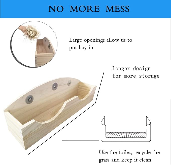 Hamiledyi Rabbit Hay Feeder, Bunny Hay Feeder Rack,Bunny Food Manger Wooden Hay Manger Rack Rabbit Hay Holder Feeders Grass Holder for Guinea Pig Chinchilla Hamster-Mewly Pet