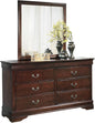Signature Design by Ashley Alisdair Traditional 6-Drawer Dresser and Mirror with Safety Stop, Dark Brown