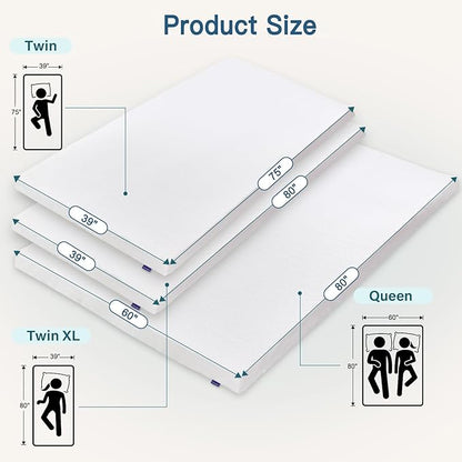 Airensky 4 Inch Memory Foam Mattress Topper, Cooling Gel Infused High Density Full (45"x75") Topper with Removable Skin-Friendly Cover, Bed Topper for Pressure Relief Back Pain, CertiPUR-US Certified