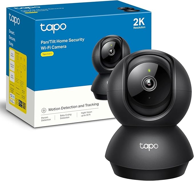 Tapo TP-Link 2K Pan/Tilt Indoor Security Camera for Baby Monitor, Pet Camera | Motion Detection & Tracking | 2-Way Audio | Cloud & SD Card Storage | Works w/Alexa & Google Home | Black C211-Mewly Pet