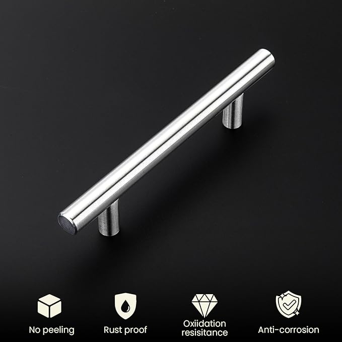 homdiy 400 Pack Drawer Handle Brushed Nickel Kitchen Hardware - HD201SN Cabinet Handles for Kitchen Furniture Hardware Derocative Straight Handle Pull, 8-4/5in Hole Centers