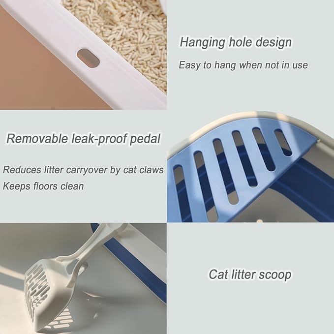 Collapsible Small Cat Litter Box for Kittens Open Potty Pan Travel Foldable Waterproof Shallow Anti-Splash Removable Semi-Enclosed Kitten Kitty Puppy Small Animals Senior Pet (Pink)-Mewly Pet