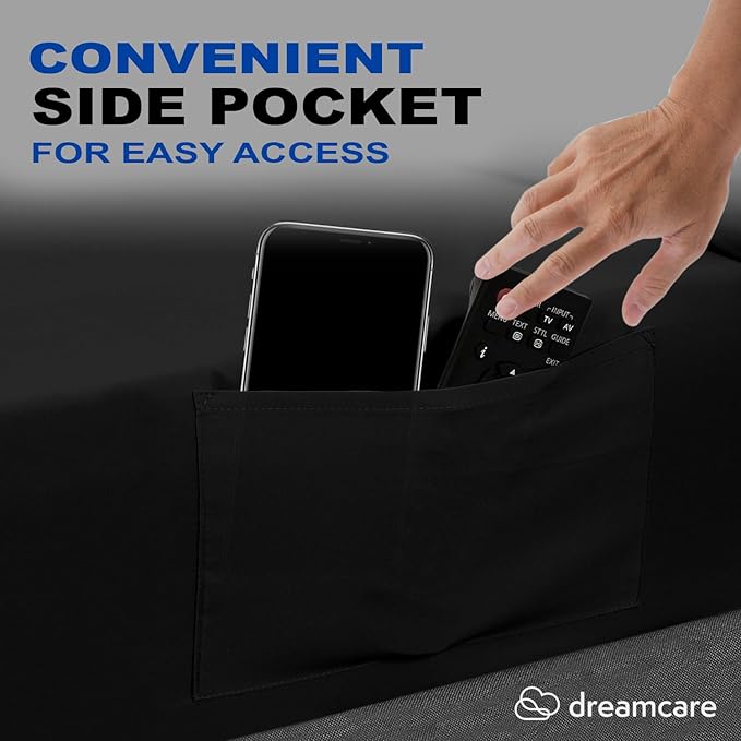 DREAMCARE California King Sheet Sets - Cooling Bed Sheets - 4pcs Set - up to 15" Deep Pocket Cal King Sheets - California King Sheets - Soft & Lasting 100% Brushed Polyester with Side Pocket - Black