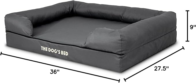 The Dog’s Bed Large Grey with Black Trim 36x27, Waterproof, Veterinary Grade Memory Foam, Pain Relief: Arthritis, Hip & Elbow Dysplasia, Post Surgery, Supportive, Washable Cover, Veterinary-Approved-Mewly Pet