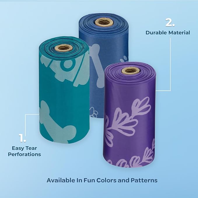 Best Pet Supplies Dog Poop Bags for Waste (150 Bags) Refuse Cleanup, Doggy Roll Replacements for Outdoor Puppy Walking and Travel, Leak Proof and Tear Resistant, Thick Plastic - Assorted Colors-Mewly Pet